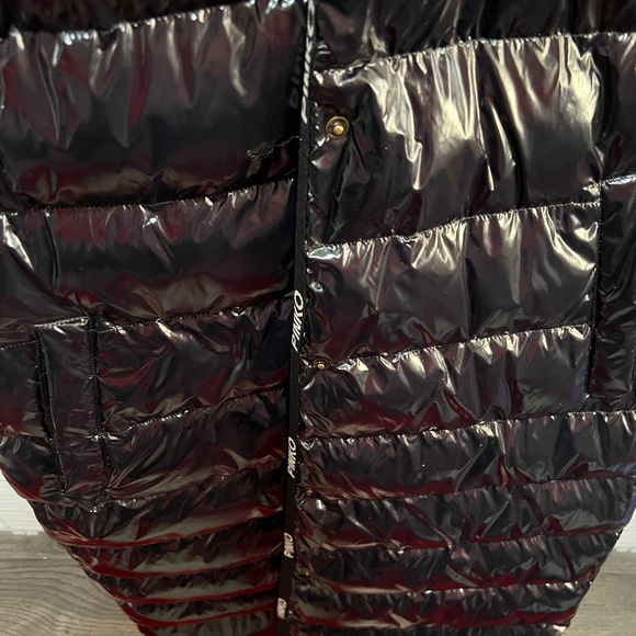 PINKO shiny black belted hooded coat - Picture 8 of 8